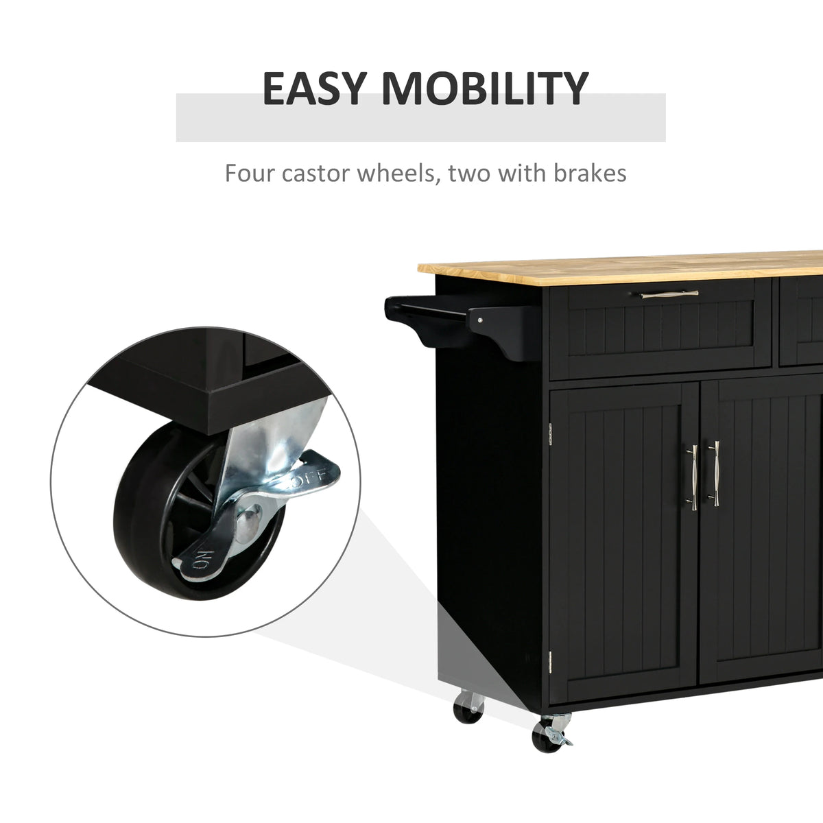Modern Kitchen Island, Utility Cart with 2 Drawers, Cabinets, Black Kitchen Islands & Kitchen Carts at Gallery Canada