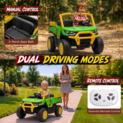 12V Kids Ride On Electric Tractor, Remote Control, Dual Motors, Green Electric Toy Cars at Gallery Canada