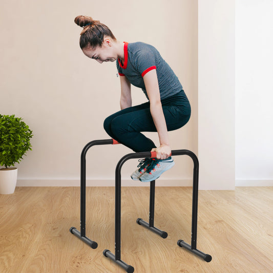 Set of 2 Dip Bars, Full Body Strength Training Station, Black More-Strength Training Equipment Black at Gallery Canada