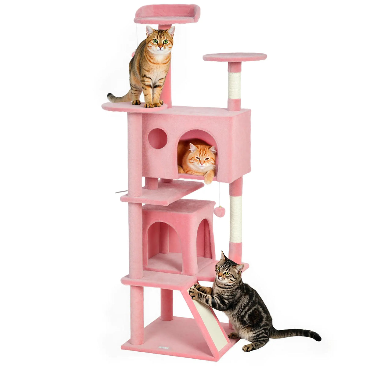 63" Cat Tree, Multi-Level Tower With Scratching Posts, Condos, Bed, Pink Multi-Level Cat Towers at Gallery Canada
