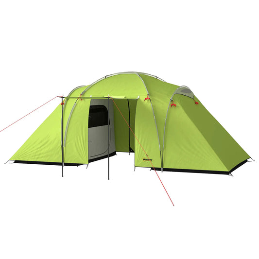 4-6 Person Camping Tent, 2000mm Waterproof, 2 Bedrooms, Living Area Camping Tents Yellow Green at Gallery Canada