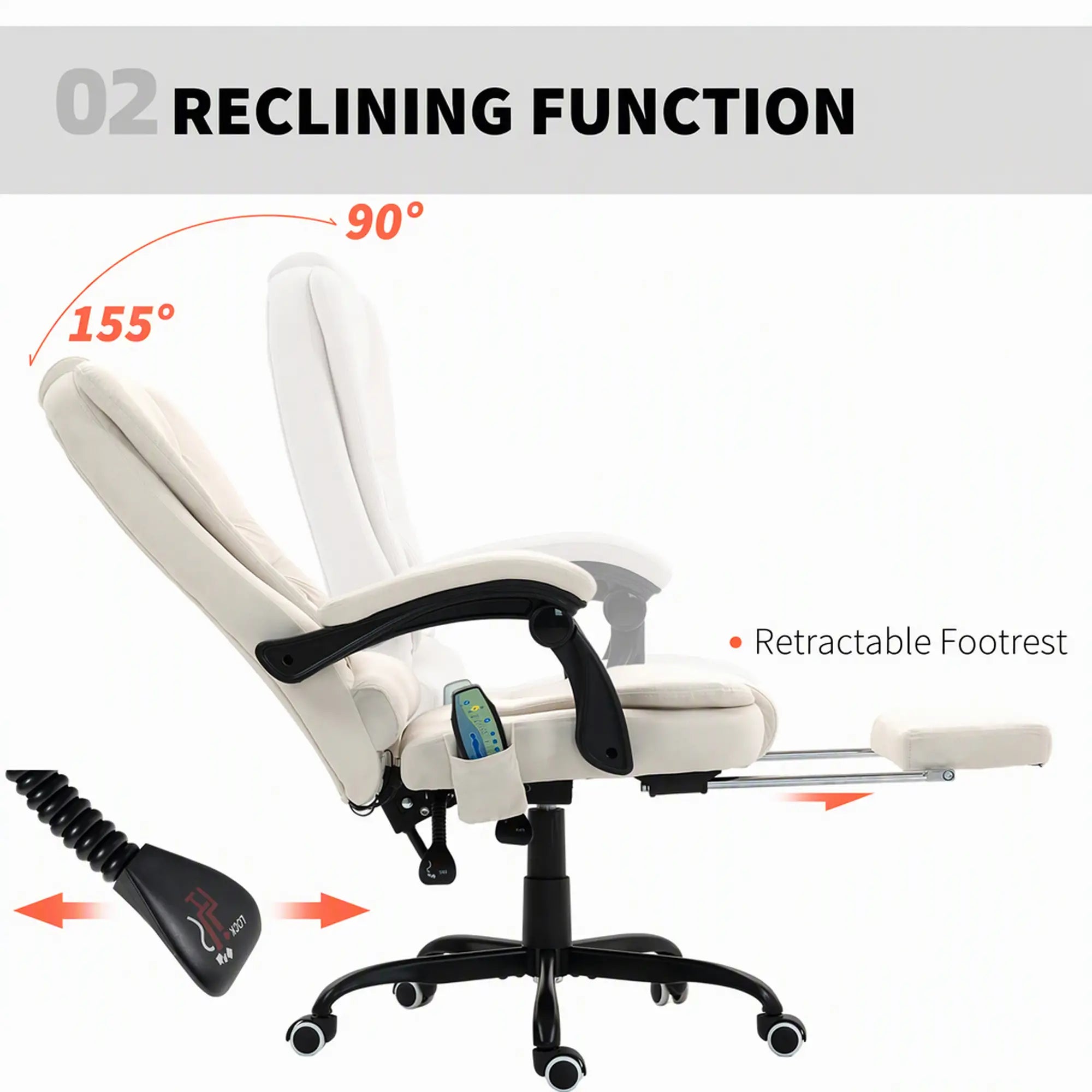 7-Point Vibrating Massage Chair, Reclining Office Chair with Footrest, Beige Massage Chairs at Gallery Canada