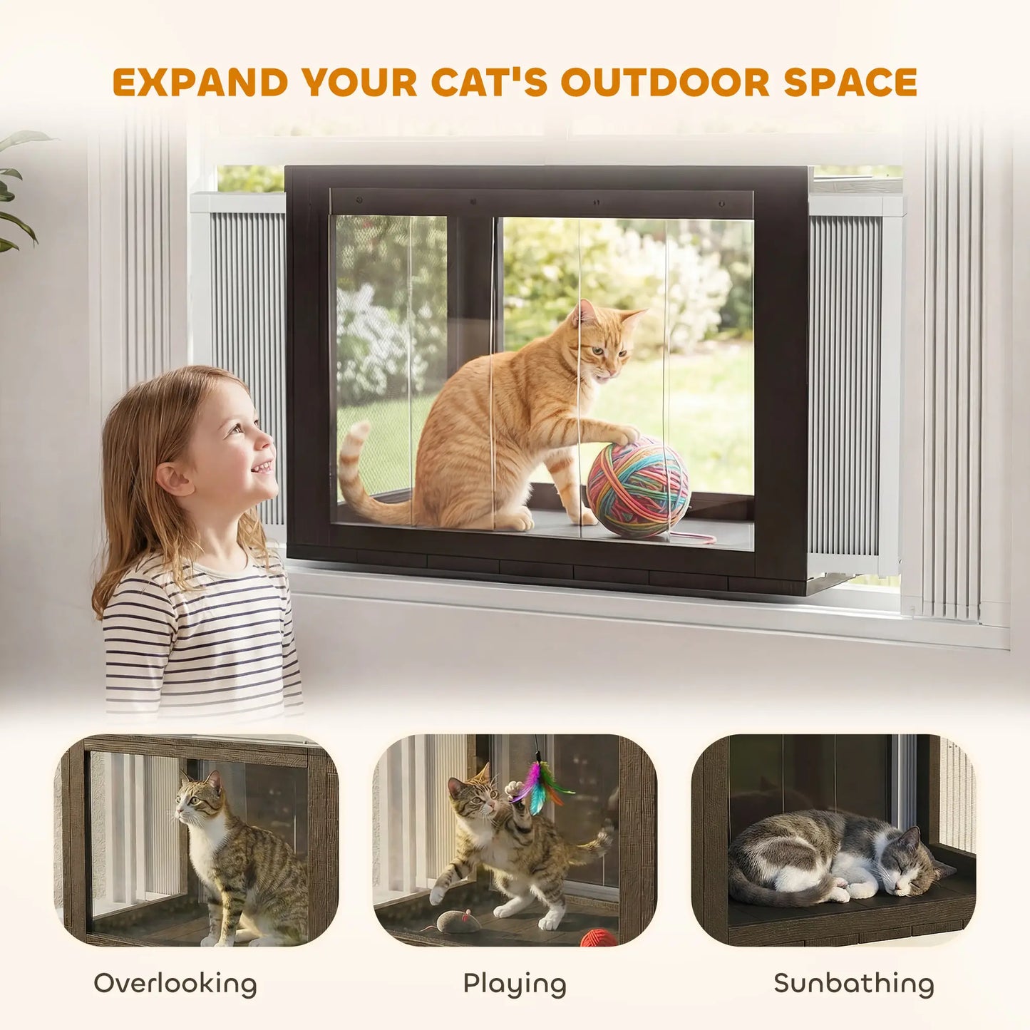 Outdoor Cat Enclosure, Adjustable Cat House, Waterproof Top, 24" x18.5" x16.1", Black White Outdoor Cat Enclosures at Gallery Canada