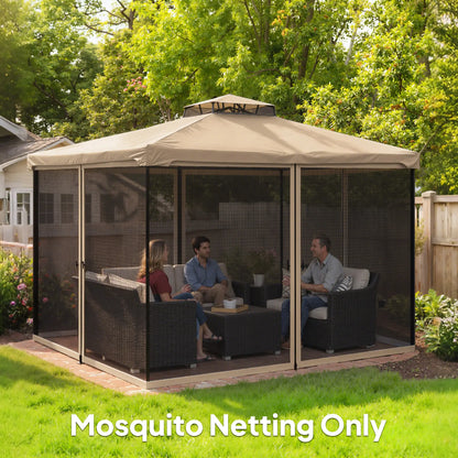 Mosquito Netting For Gazebo, 12' x 12', Beige, Black Gazebo Sidewalls at Gallery Canada