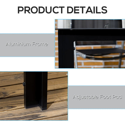 Aluminum Outdoor Dining Table, 59" x 35", Tempered Glass Top, Black Patio Dinning Tables at Gallery Canada