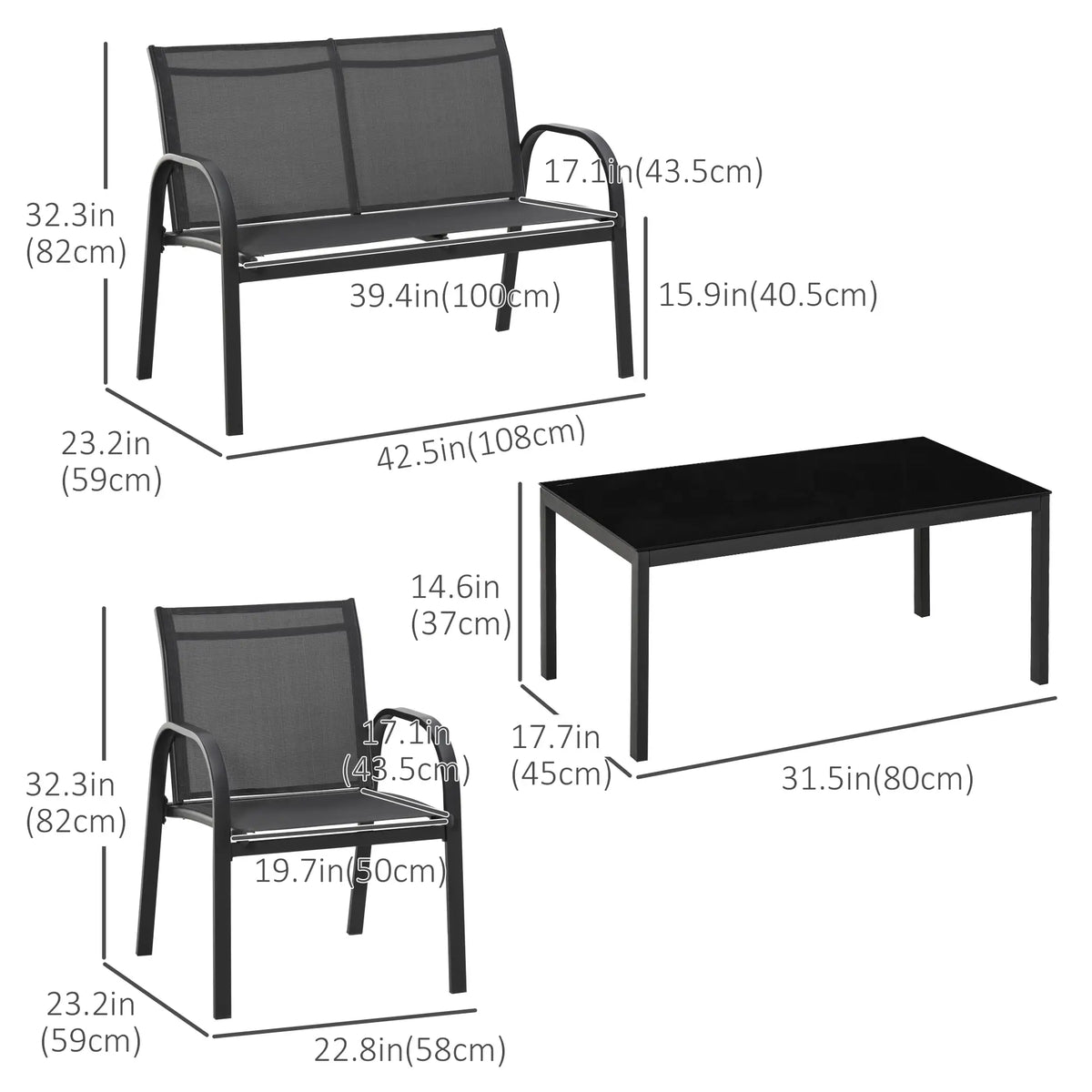 4-Piece Patio Furniture Set With Loveseat, Chairs & Table Patio Furniture Sets at Gallery Canada