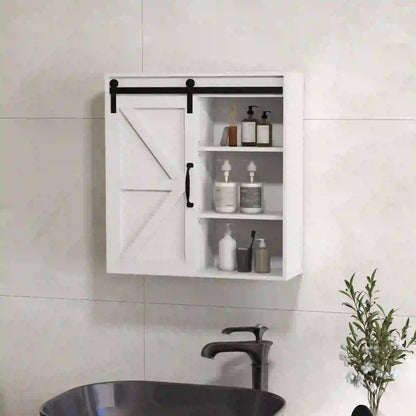 White Medicine Cabinet, Sliding Door, Adjustable Shelf, 22.8" x 7.8" x 24.4", White Wall Mounted Cabinets at Gallery Canada