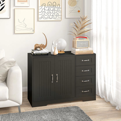 Modern Sideboard Buffet Cabinet, Drawers, Beadboard Door, Black Storage Cabinets at Gallery Canada