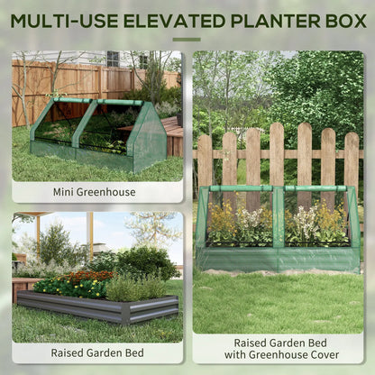 6' x 3' Metal Planter Box with Cover, Raised Garden Bed, Green and Silver Mini Greenhouses at Gallery Canada