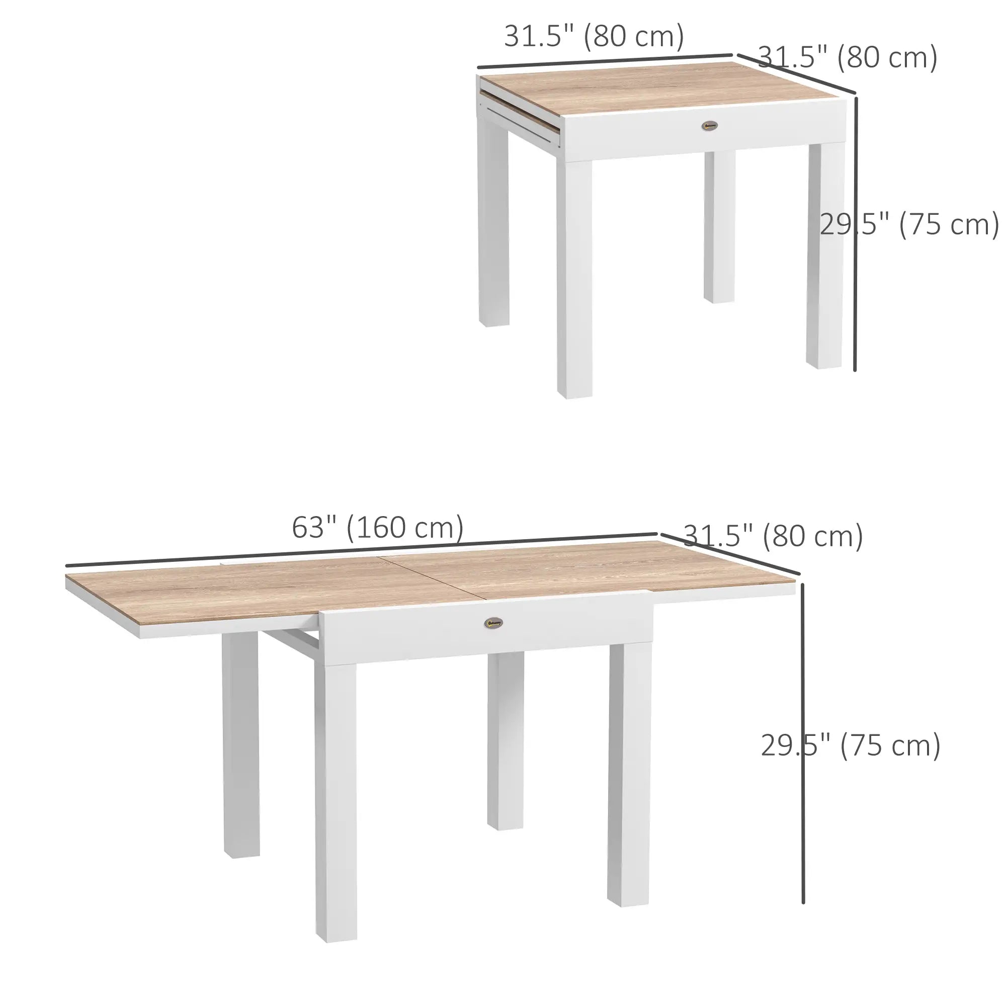 Extendable Patio Dining Table, Aluminum Frame, Faux Wood Top, Natural Wood Patio Dining Tables at Gallery Canada