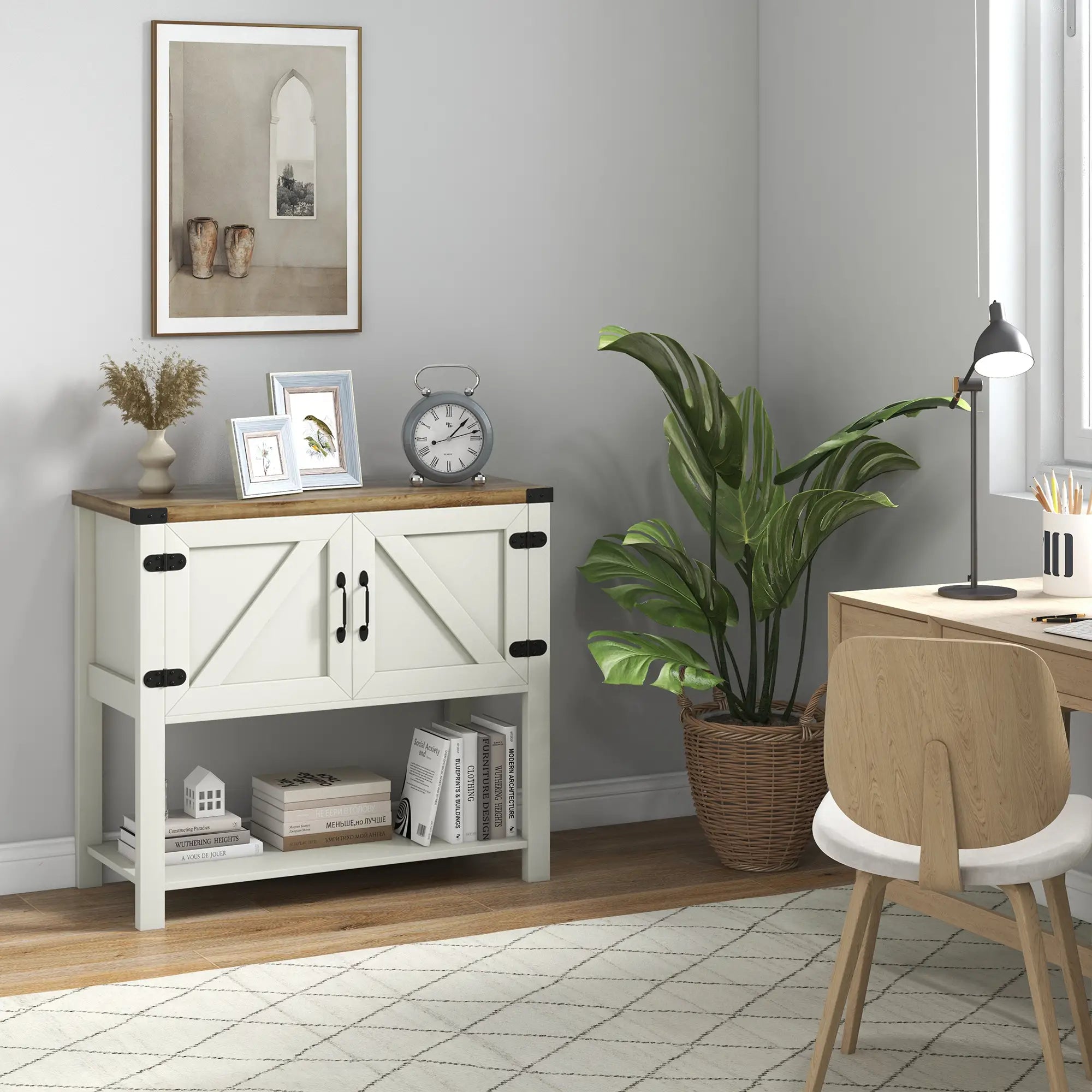Farmhouse Kitchen Storage Cabinet, Free Standing Sideboard, White Storage Cabinets at Gallery Canada