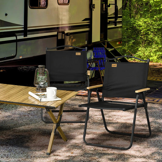 Set Of 2 Lightweight Folding Camping Chairs, Portable Armchairs, Black Picnic Tables & Camping Chairs Black at Gallery Canada