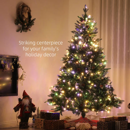 7 Foot Prelit Artificial Christmas Tree, Hinged, Dual Color LED Pre Lit Christmas Trees at Gallery Canada
