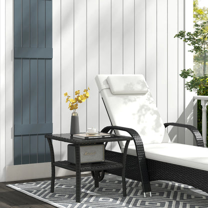 20" Patio Wicker Coffee Table, Outdoor PE Rattan Side Table, Black Patio Side Tables at Gallery Canada