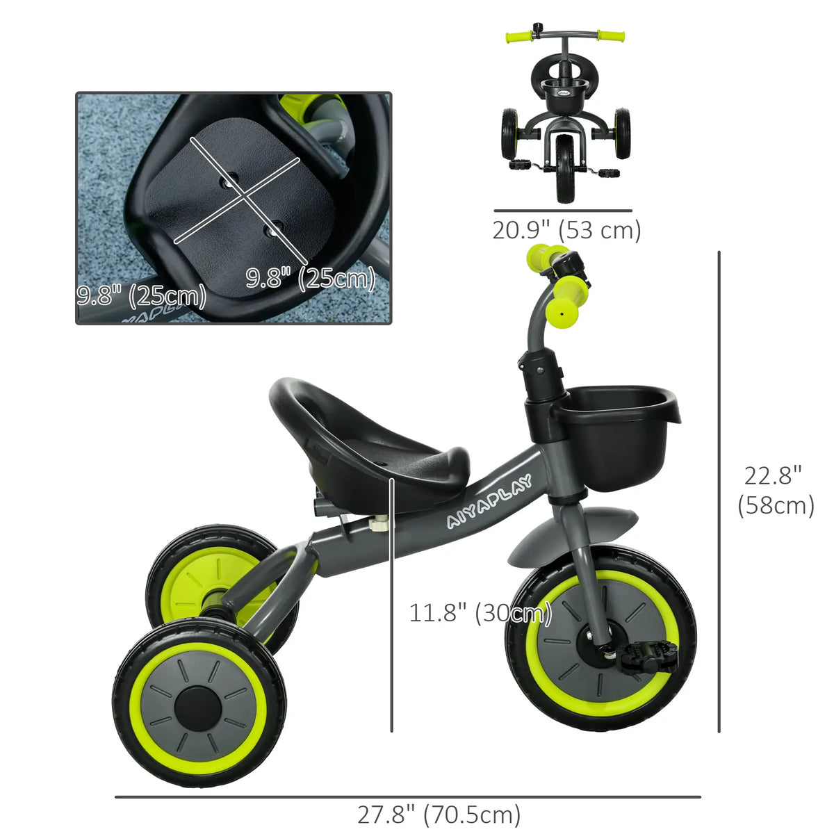 Toddler Tricycle for 2-5 Year Olds, Adjustable Seat, Basket, Bell, Black Tricycles for Kids at Gallery Canada
