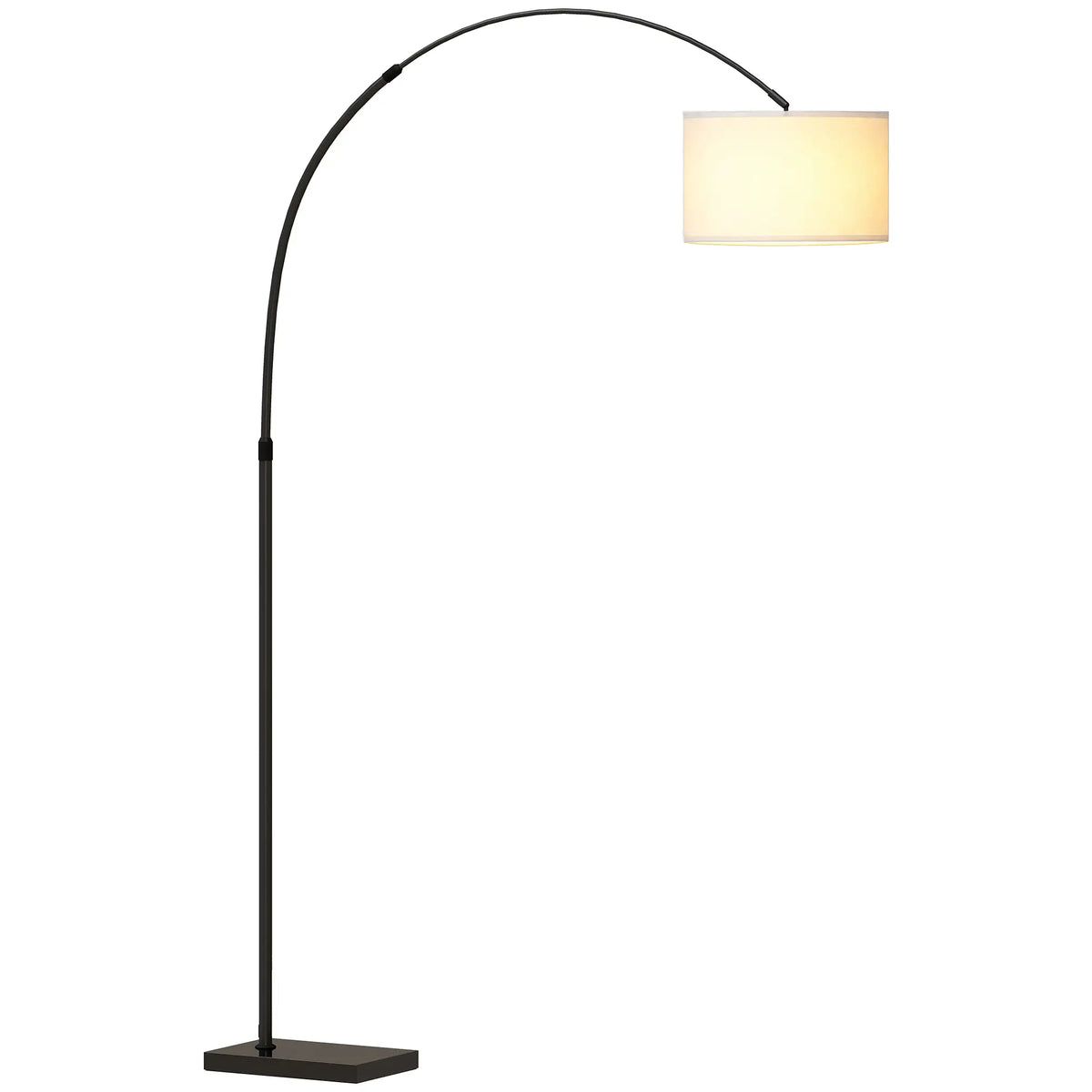 Arc Floor Lamp, Adjustable Linen Shade, 90° Tilt Swivel, Black Floor Lamps & Ceiling Fan Lights Multi Colour at Gallery Canada
