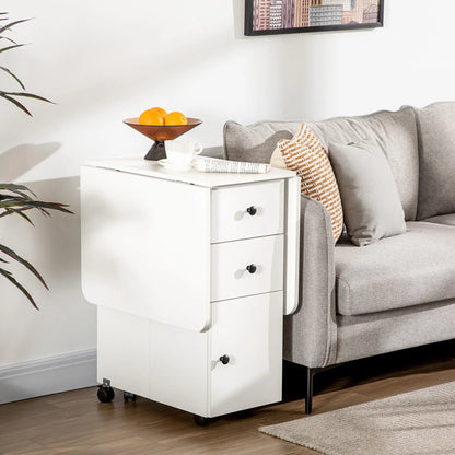 Foldable Dining Table, Rolling Kitchen Table with Storage, White Bar Tables & Dining Tables at Gallery Canada
