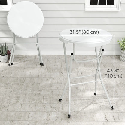 31.5" Bar Height Patio Table, Outdoor Folding Table, HDPE Top, Locking Steel Legs, White Patio Dinning Tables at Gallery Canada