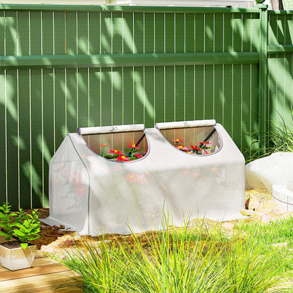 Mini Tunnel Greenhouse, 47" x 24" x 24", Steel Frame PE Cover, White Mini Greenhouses at Gallery Canada