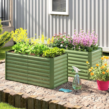 Galvanized Metal Planters Set, 4' x 2' x 2' Raised Garden Bed, Light Green Galvanized Planter Boxes at Gallery Canada