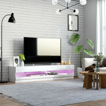 Lighted TV Stand For TVs Up To 75, High Gloss White, White TV Stands at Gallery Canada