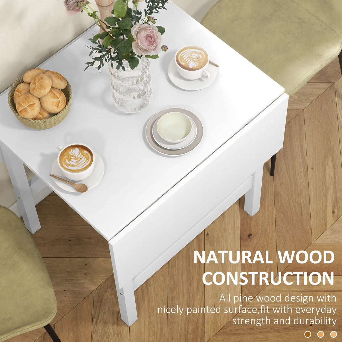 Solid Wood Kitchen Table, Farmhouse Drop Leaf, White Bar Tables & Dining Tables at Gallery Canada