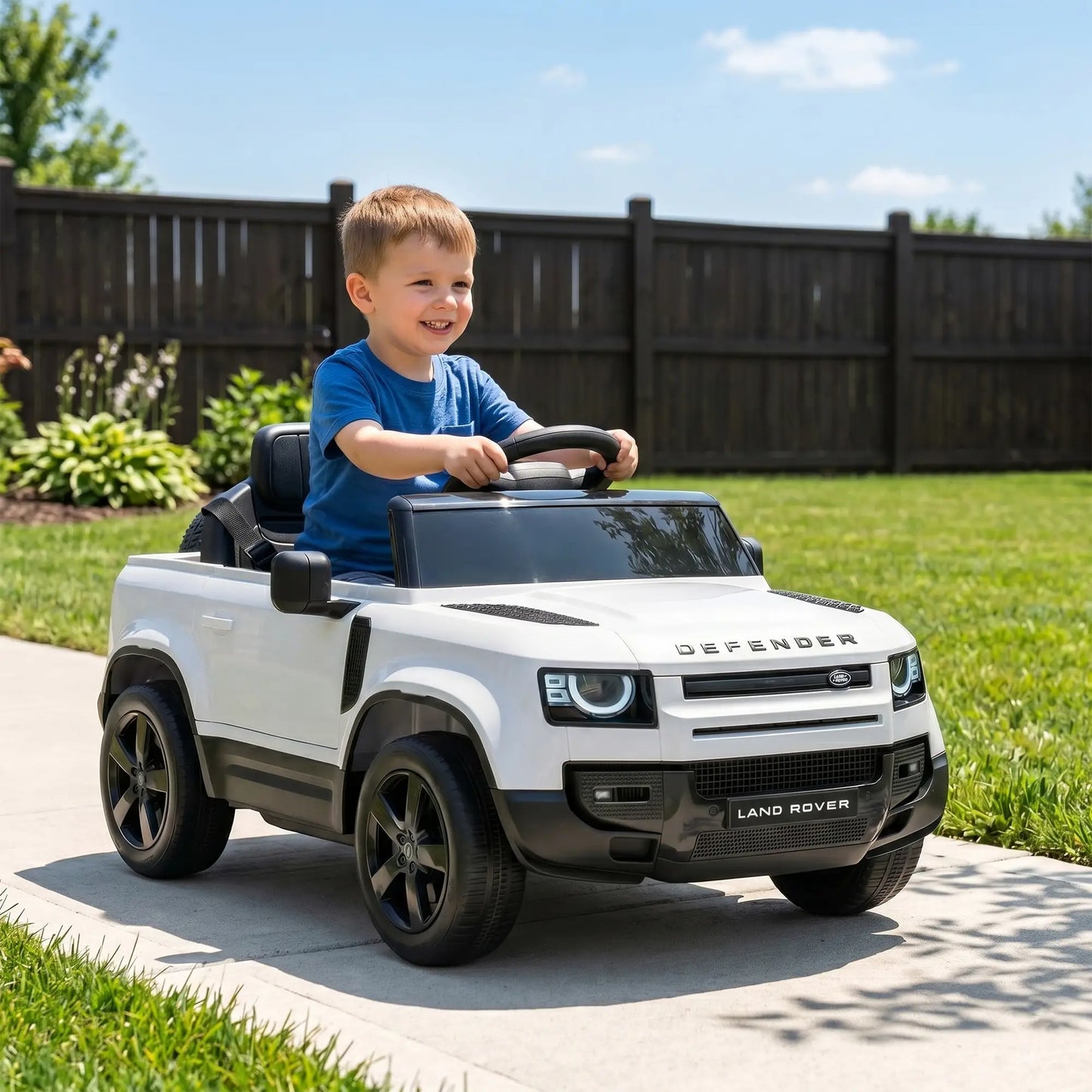 12V Licensed Land Rover Ride-On Car, Remote, White Electric Toy Cars at Gallery Canada
