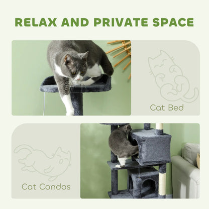 54 Cat Tree, Multi-Level Tower with Scratching Posts, Condos, Dark Grey Cat Towers at Gallery Canada