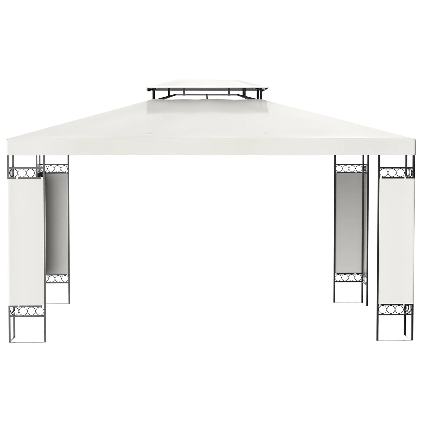10' x 13' Gazebo, Double Roof Patio Canopy With Screen, White Gazebos at Gallery Canada