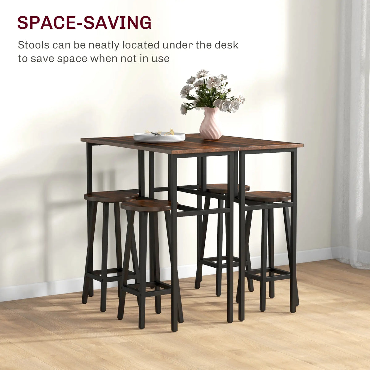 Bar Table Set, 6 Piece, Dining Room, Rustic Brown Bar Sets at Gallery Canada