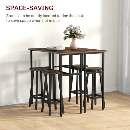 Bar Table Set, 6 Piece, Dining Room, Rustic Brown Bar Sets at Gallery Canada