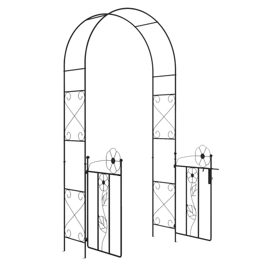 7.5FT Metal Garden Arbour, Double Gate, Arch Trellis, Black Garden Arches Black at Gallery Canada