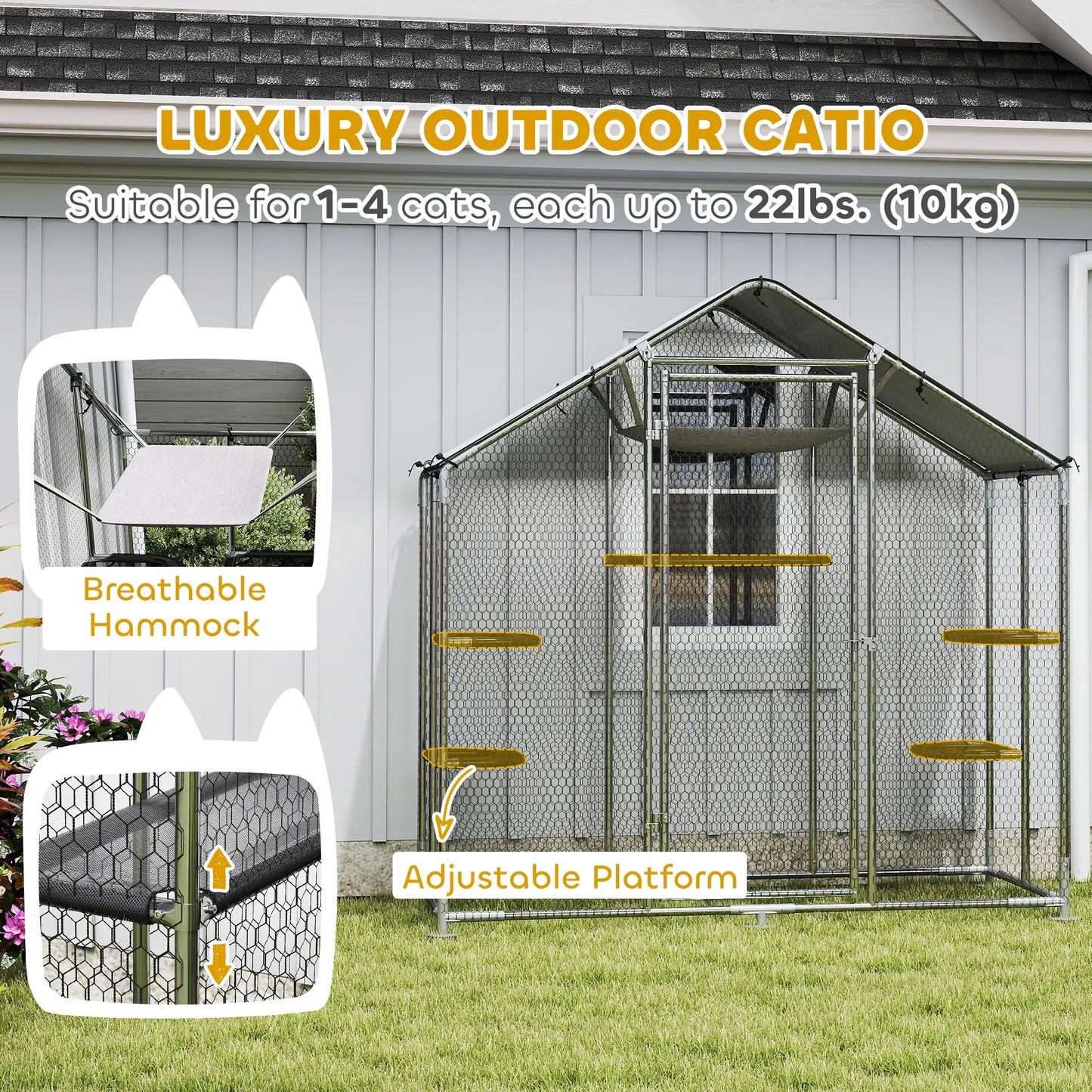 Large Cat Enclosure, Waterproof Cover, 5 Platforms, Hammock Outdoor Cat Enclosures at Gallery Canada