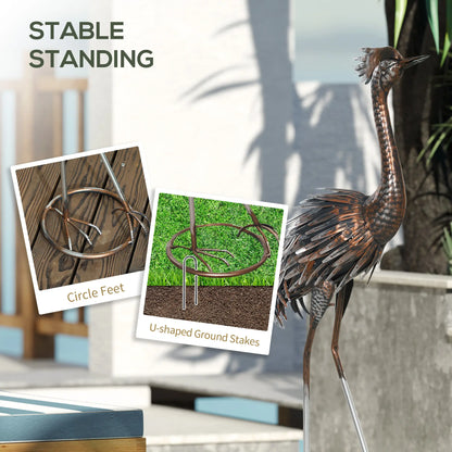 Garden Statue, Heron Standing Sculpture, 12.2"W x 7.1"D x 28"H, Silver Tone Garden Decor at Gallery Canada