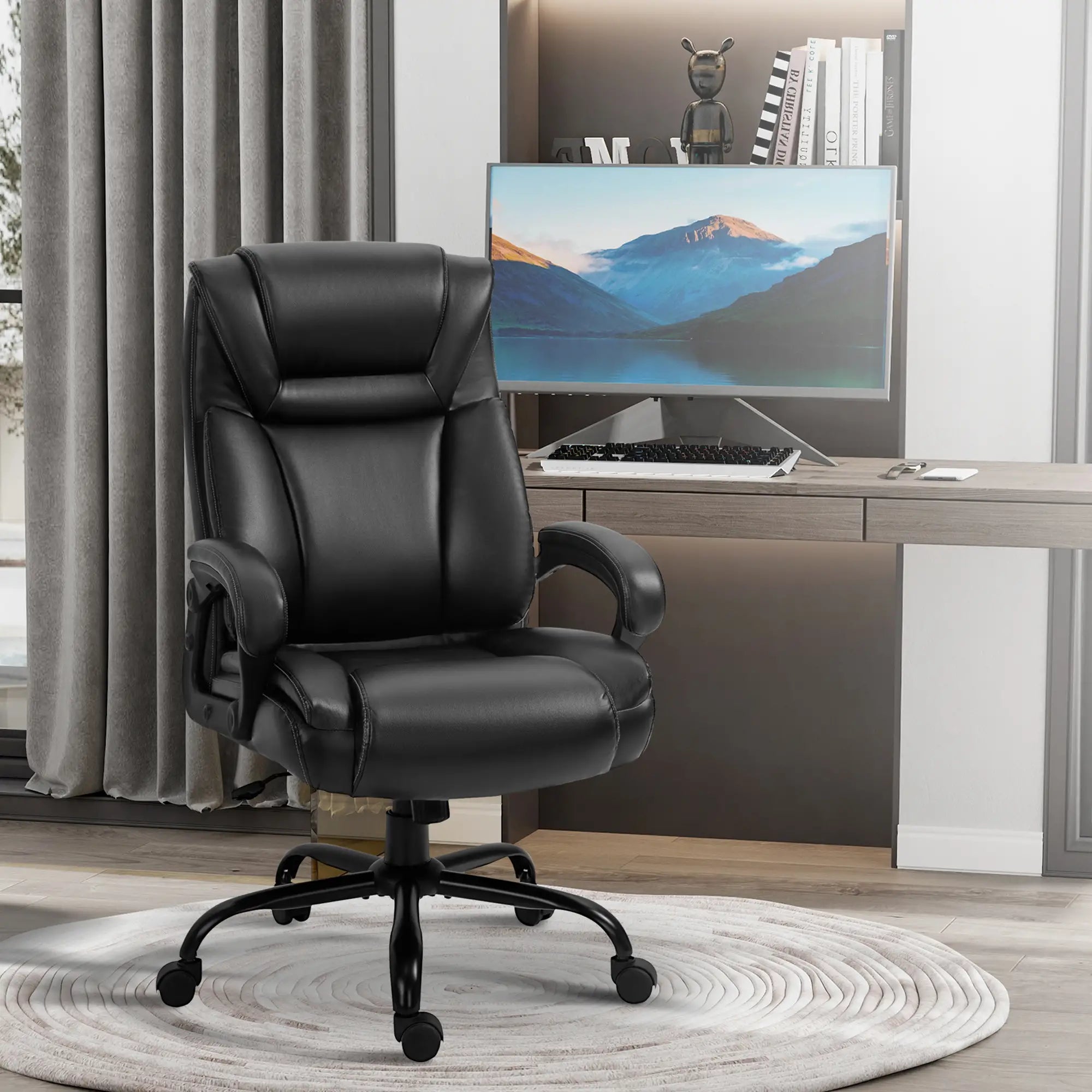 PU Leather Executive Office Chair, High Back, Adjustable Height, 400LBS, Black Executive & Manager Chairs at Gallery Canada