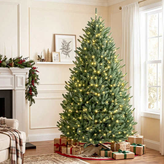 6Ft Prelit Christmas Tree, Warm White & Multi-Colour LEDs, Colorado Blue Spruce Pencil Christmas Trees Green at Gallery Canada