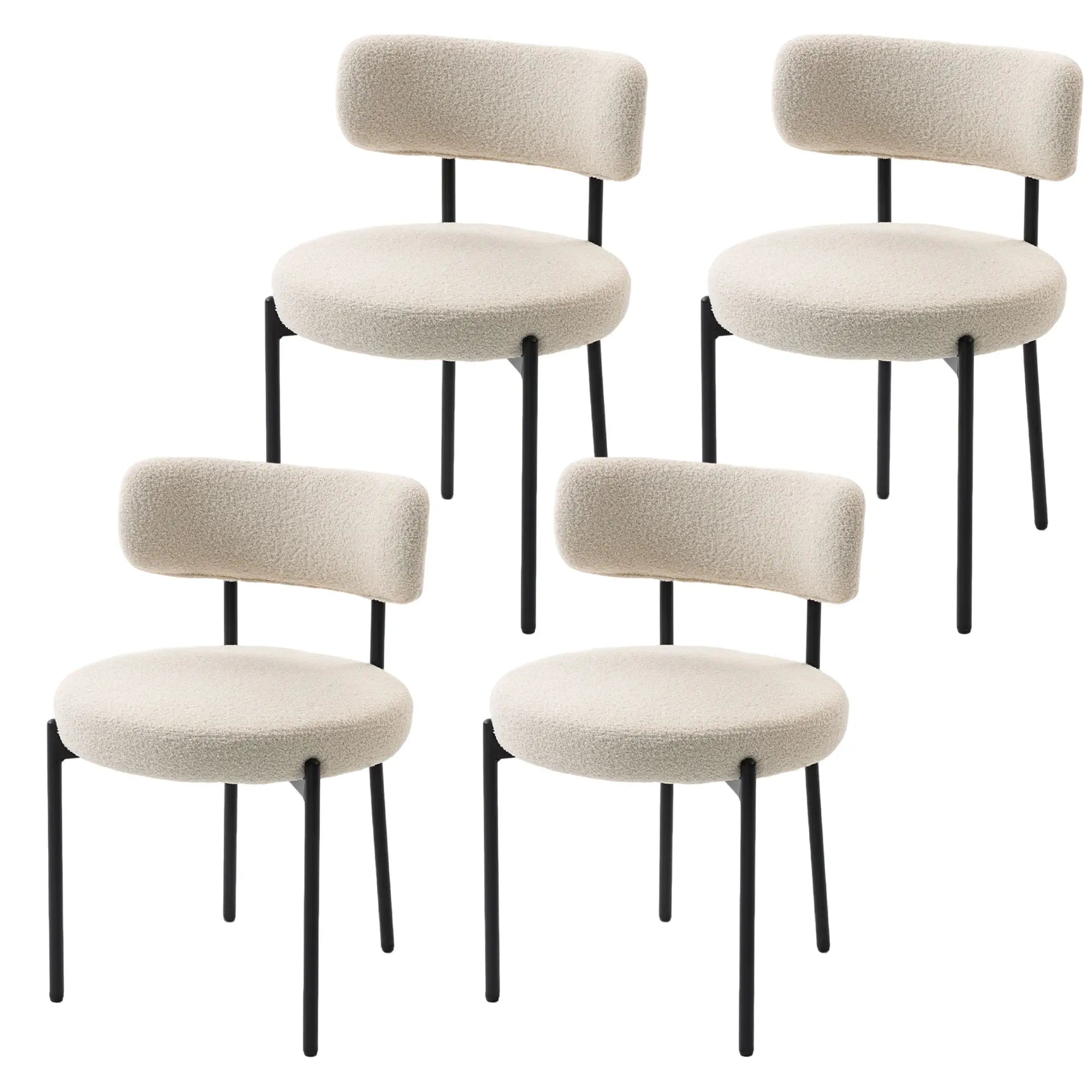 Modern Dining Chairs, Berber Fleece Upholstery, Steel Legs, 4 Pieces, Beige Dining Chairs Beige at Gallery Canada