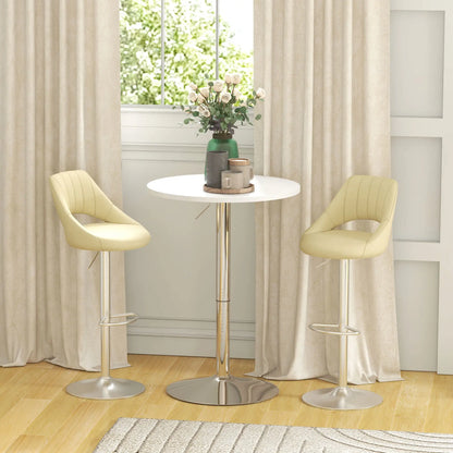 Adjustable Round High Top Bar Table, Swivel Top, Steel Base, White Bar Tables & Dining Tables at Gallery Canada