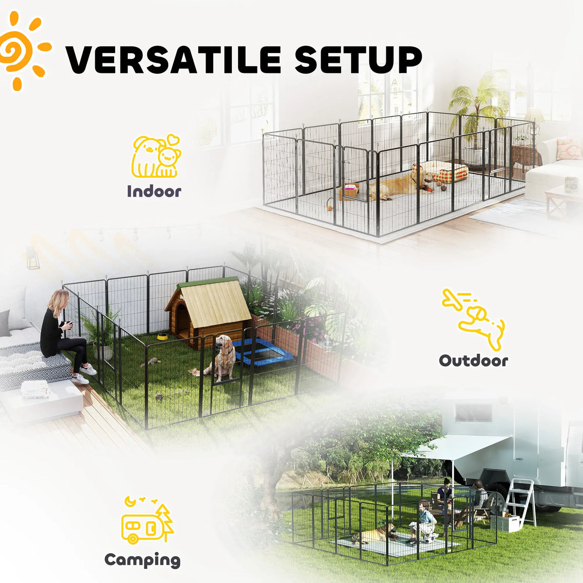 16 Panels Dog Playpen, 39" Height, Portable DIY, For Large Dogs Houses, Kennels & Pens at Gallery Canada