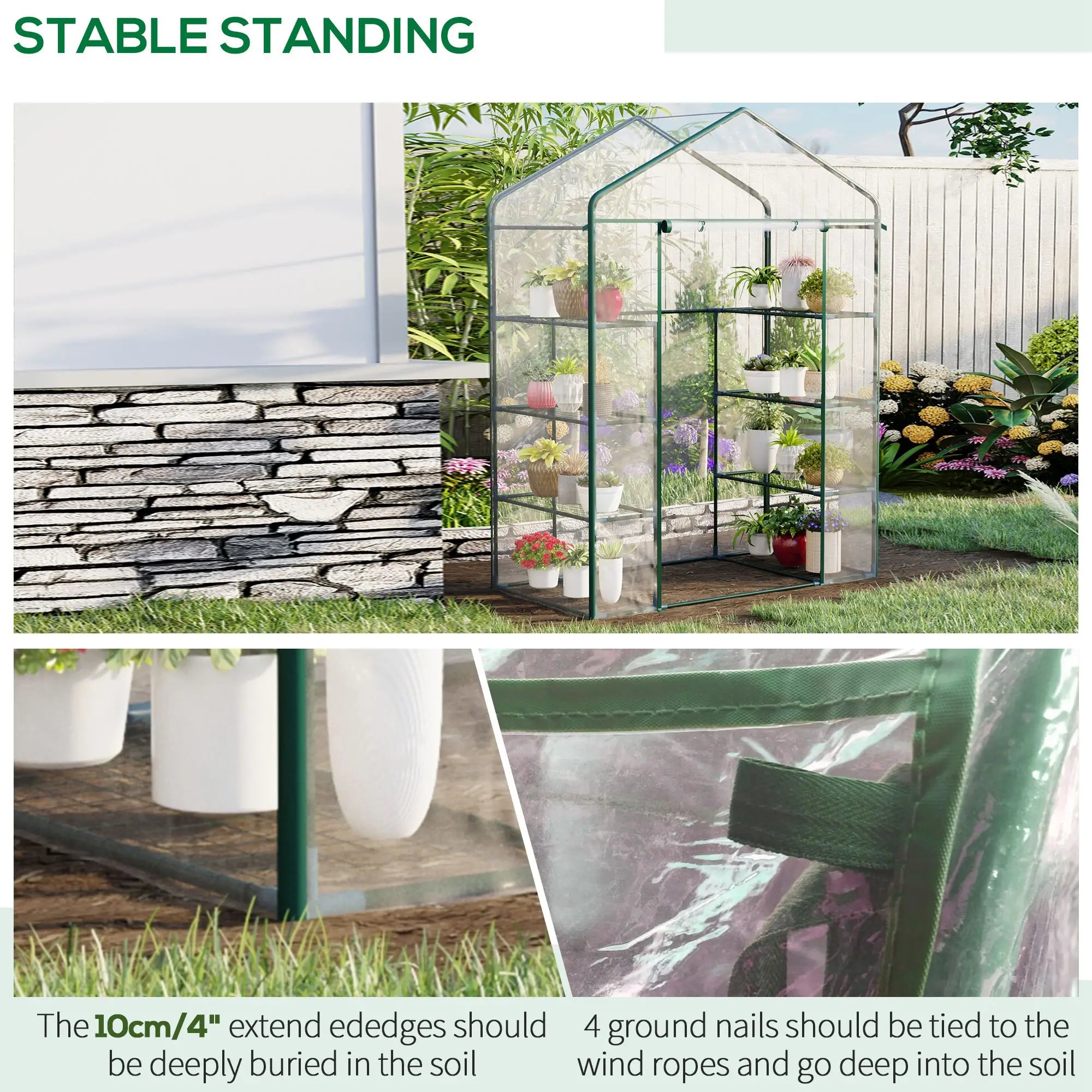 56” x 29” x 77” Walk-In Greenhouse, 4 Tier Shelves, Roll Up Door, Transparent Walk In Greenhouses at Gallery Canada