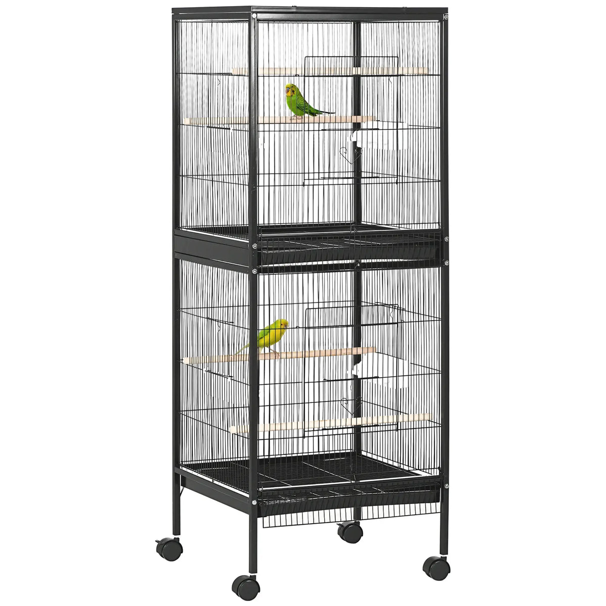 55.1" 2 In 1 Bird Cage Aviary, Parakeet House, Black Bird Cages Black at Gallery Canada