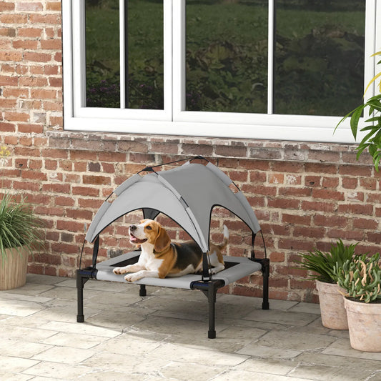 Raised Dog Bed With Canopy, Washable Mesh, Small Medium, Light Grey Elevated Dog Beds Light Grey at Gallery Canada
