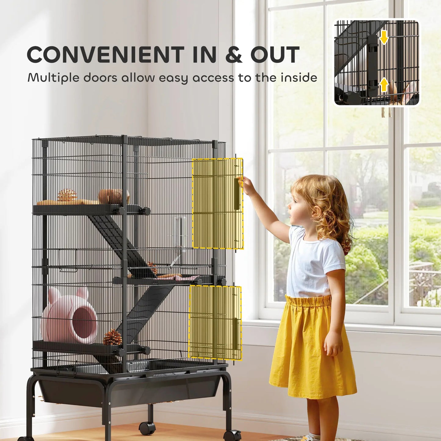 47"H Ferret Cage, Large 4-Tier Guinea Pig Cage, Black Houses & Habitats at Gallery Canada