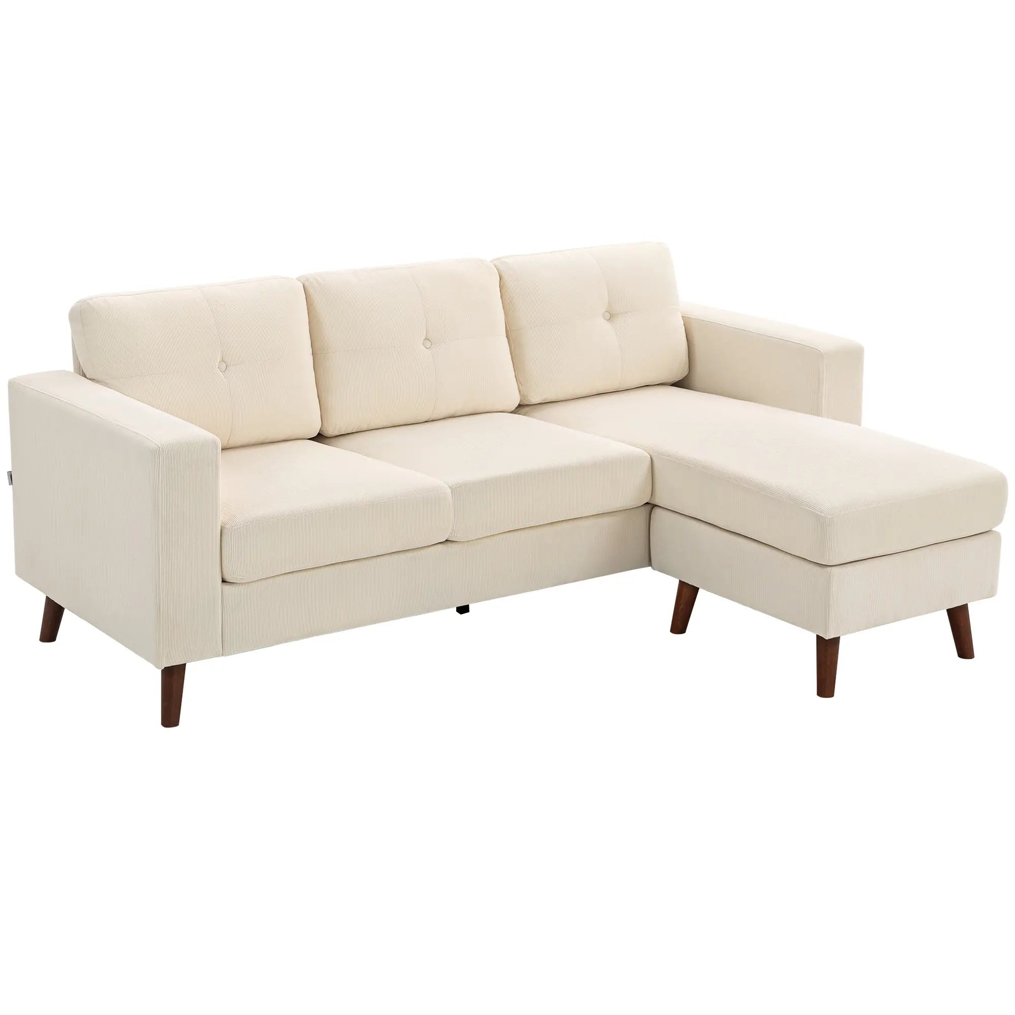 Sectional Sofa with Changeable Chaise, 3 Seat L-Shaped, Cream White 3-Seater Sofas at Gallery Canada