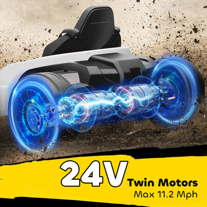 24V Electric Go Kart, Dual 150W Motors, Adjustable Seat, 11.2MPH, White Electric Ride-On Toys at Gallery Canada