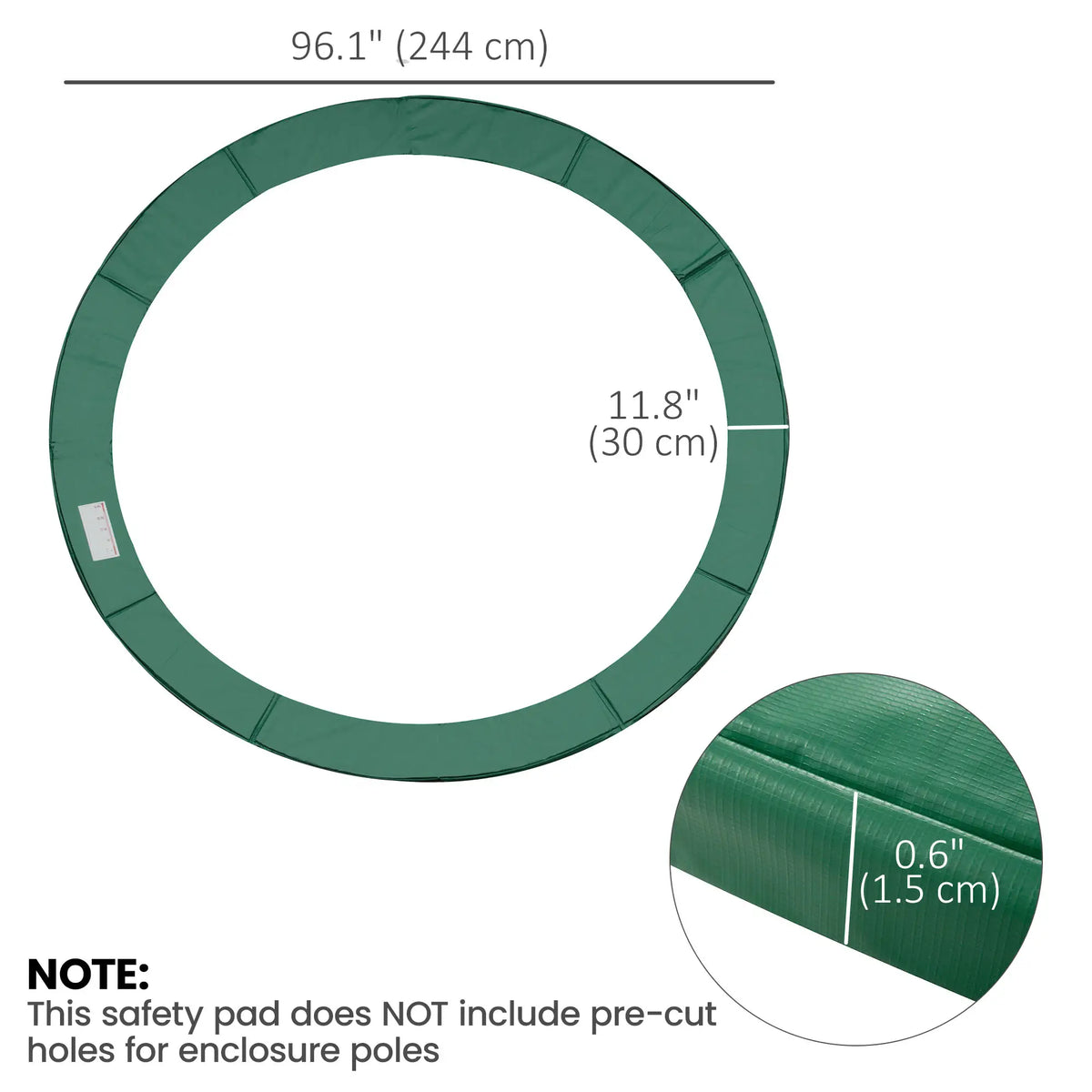 8ft Trampoline Pad, 96" Spring Safety Cover, EPE Foam, Green Trampolines at Gallery Canada
