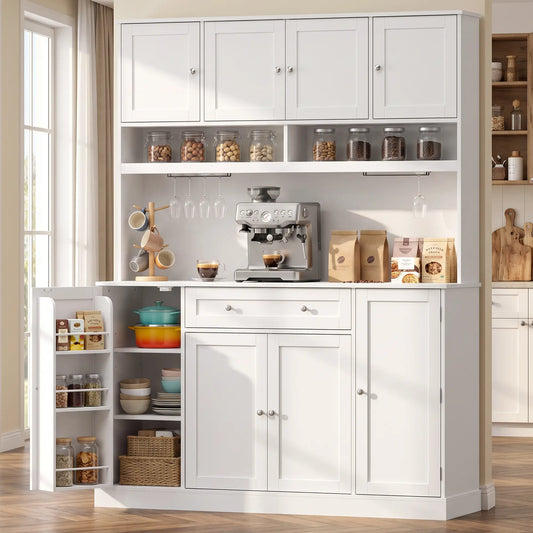 73" White Kitchen Pantry Cabinet, Charging Station, White Kitchen Pantry Cabinets Multi Colour at Gallery Canada