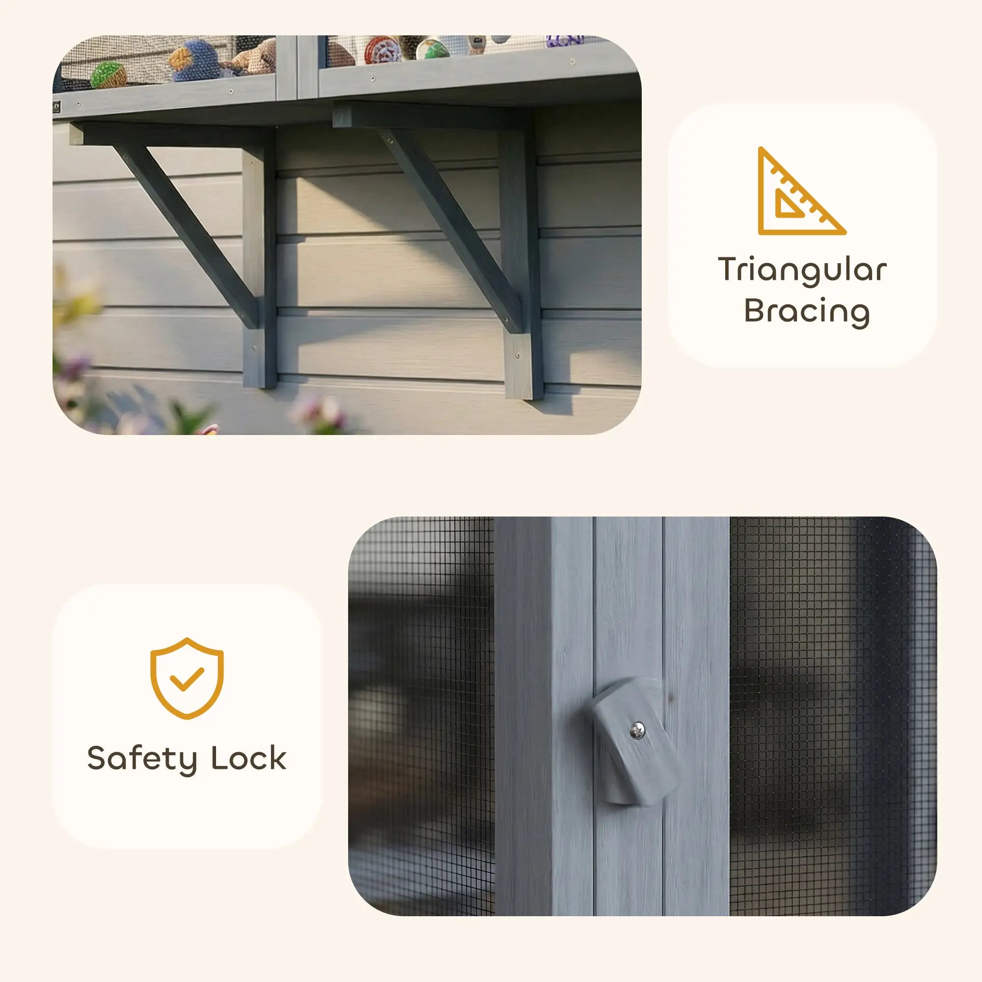 Outdoor Cat Enclosure, Wall-Mounted 2-Level Cat House, Waterproof Roof, 51.2