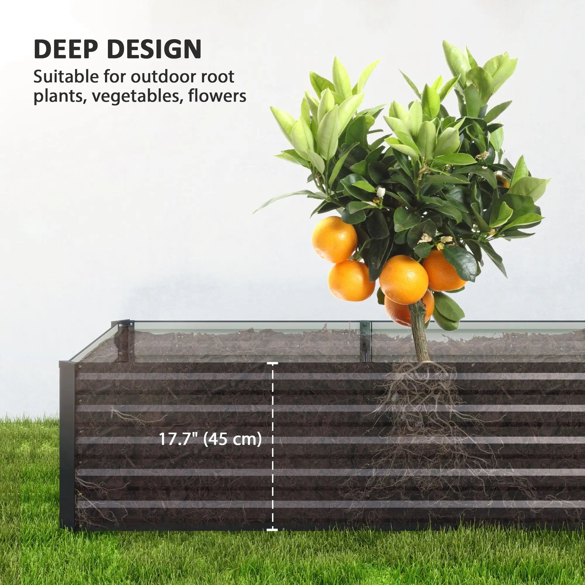 8x2.6x1.5ft Galvanized Raised Garden Bed, Outdoor Planter Box, Dark Grey Raised Garden Beds at Gallery Canada