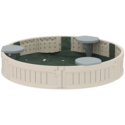 Kids Outdoor Sandbox with Cover, Waterproof Canopy, 3-12 Years, Cream White Sandboxes & Accessories Cream White, Grey at Gallery Canada